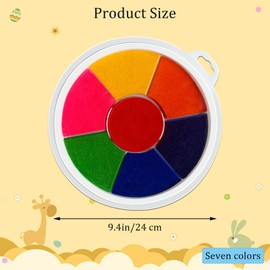 ZGWANSUI 7 Colors Rainbow Ink Pad, Washable Ink Pads for Rubber Stamps, Large Color Ink Pads for Handprint and Footprints Stamping, Round Embossing Stamp Ink Pad for Craft Finger Painting Scrapbook