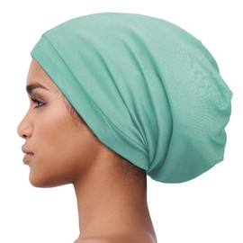 New Classic Satin Slouchy Cap Soft Sleep Hats for Women Pine Green