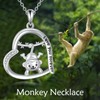 DAYLINLOVE Monkey Necklace 925 Sterling Silver Monkey Pendant Necklace Animal