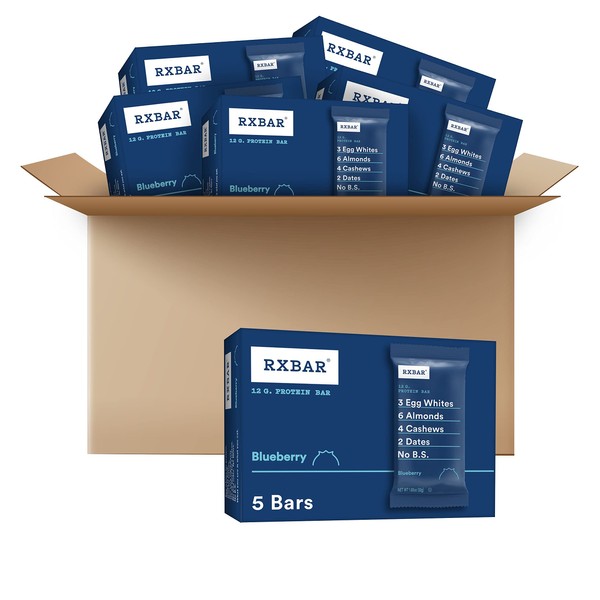 RxBar Protein Bars, Blueberry, Kosher, Gluten Free, 5 Count, 9.15 Ounce (Pack of 6)