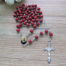 St. Padre Pio Red Scented Rosary (12 PCS) with Organza Gift Bag