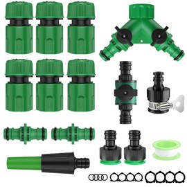 DHFUCNKO 15 Pcs Garden Hose Connector Kit, Hose Repair Connector, H ose Waterstop Connect, 2in1 Threaded Tap Connect etc