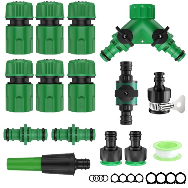 DHFUCNKO 15 Pcs Garden Hose Connector Kit, Hose Repair Connector,