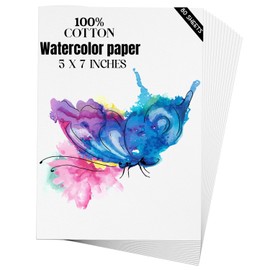 Watercolor Paper 5x7 inches 80 Sheets,Heavyweight Artist Paper 140lb/300GSM Cold Press Natural Cotton Paper for Students Artists Watercolor Drawing