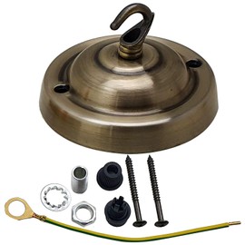 LEDSone Vintage 105mm Ceiling Rose for Light Fittings Chandeliers with Hook Suitable for Light Fixture Decor (Green Brass)