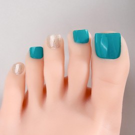 Boloshine Semi-Cured Gel Nail Foils for Toenails, Pack of 26 Pedicure Wraps Toenail Stickers, Shiny UV Gel Toenail Nail Foil UV/LED Lamp Required - Blue Ocean Starlight