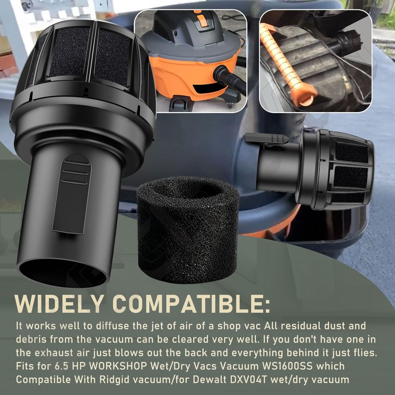 DECKMAN WS25025A VT2525 Wet/Dry Vacs Vacuum Muffler Diffuser - 2-1/2-Inch