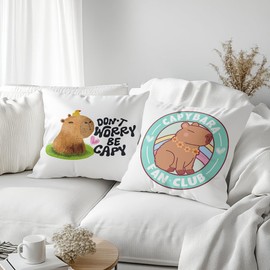 2 PCs Pillow Covers, Funny Capybara Throw Pillow Covers 18x18, Capybara Gifts Capybara Lovers Pillow Cases Decorative Cushion Covers Pillowcase Nursery Living Room Home Decor for Car Couch Bed