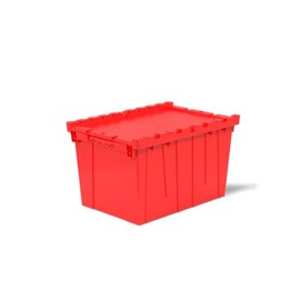 Hudson Exchange 21.9 x 15.2 x 12.8” (3 Pack) Storage Tote Distribution Container with Hinged Attached Lid, Red