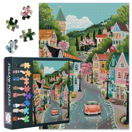 Jigsaw Puzzles 1000 Pieces for Adults, European Town Puzzles, Cartoon Fairy Tale Town 1000 Piece Puzzle, Jigsaw Puzzle Toys for Family Game, Finished Size 50x70cm
