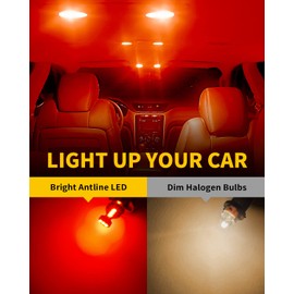 Antline 194 T10 168 2825 W5W LED Bulb Red, Super Bright Canbus Error Free 12 Volt Replacements for Interior Dome Map Door Courtesy Dash License Plate Lights (Pack of 10)