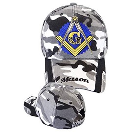 Mason Baseball Cap Masonic Black White and Gray Camouflage Hat