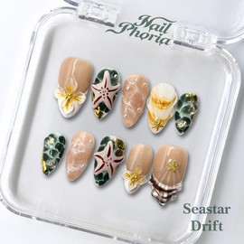 NailPhoria｜SURPRISE DEAL Collections (70 Styles) acrylic press nails:_Seastar Drift_L
