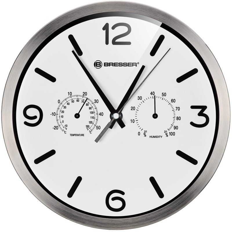 Bresser MyTime ND Radio Controlled Wall Clock, Thermo-Hygro with Silent