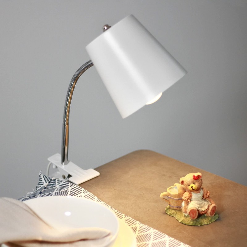 Lexi Lighting Ellie Table Lamp, White, Clamp Desk Lamp with