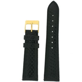 Tech Swiss 16mm Watch Band Genuine Leather Snake Grain Black Quick Release Built-in Pins