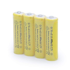 QBLPOWER Solar Light Rechargable Batteries Cell for Garden/Lawn/Sidewalk Lamp 1.2V AA Ni-CD 600mAh 2A(4 Pack AA Yellow)