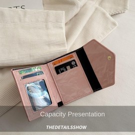 Small Wallet for Woman,PU Slim Short Purse Pink Credit Card Holder with ID Window Multiple Card Slots