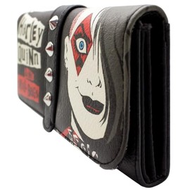 Harley and The Punk Rock Skull Bags Quinn Purse Tri-Fold Coin Pocket & Card Holder, Black