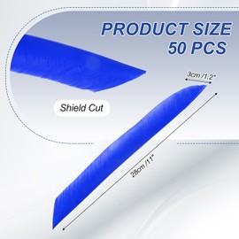 PATIKIL Arrows Vanes, 50 Pack 11 Inch Turkey Feather Arrow Fletching Archery Arrow Feather Left Wing Shield Fletch for DIY Target Shooting, Blue