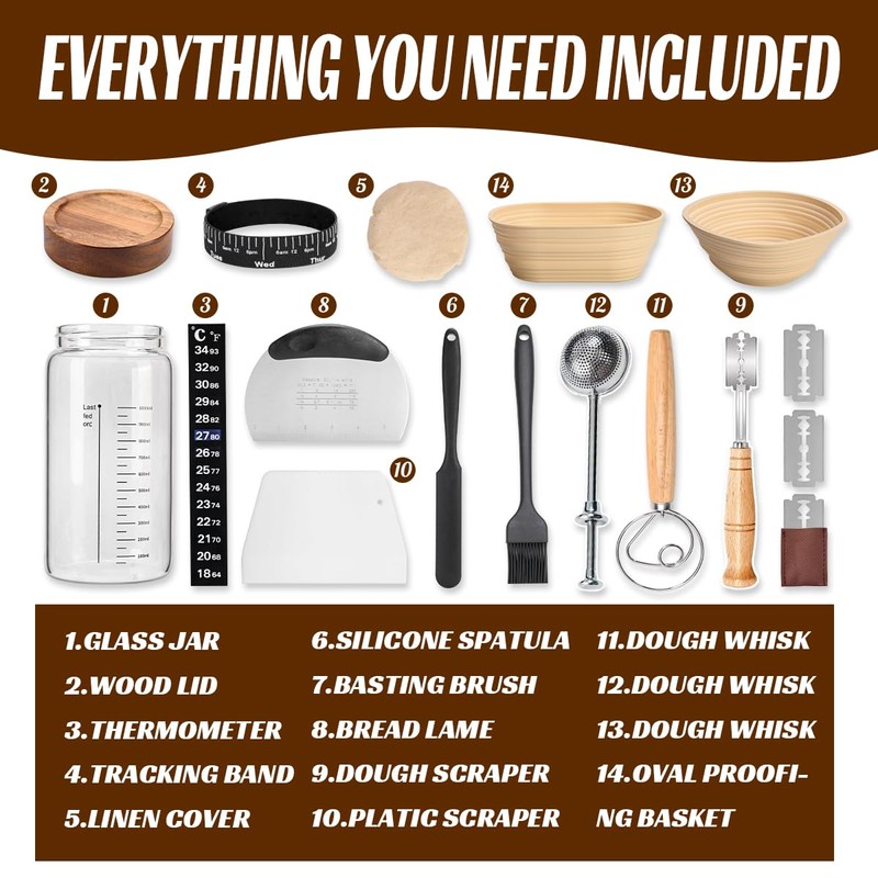 Sourdough Starter Kit, 40oz Sourdough Starter Jar with Bread Sling,