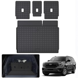 MJBYMAT Trunk Mat for 2025 Ford Expedition MAX with Backrest Mat,TPE All Weather Protection Cargo Liner with Velcro Rear Seats Backrest