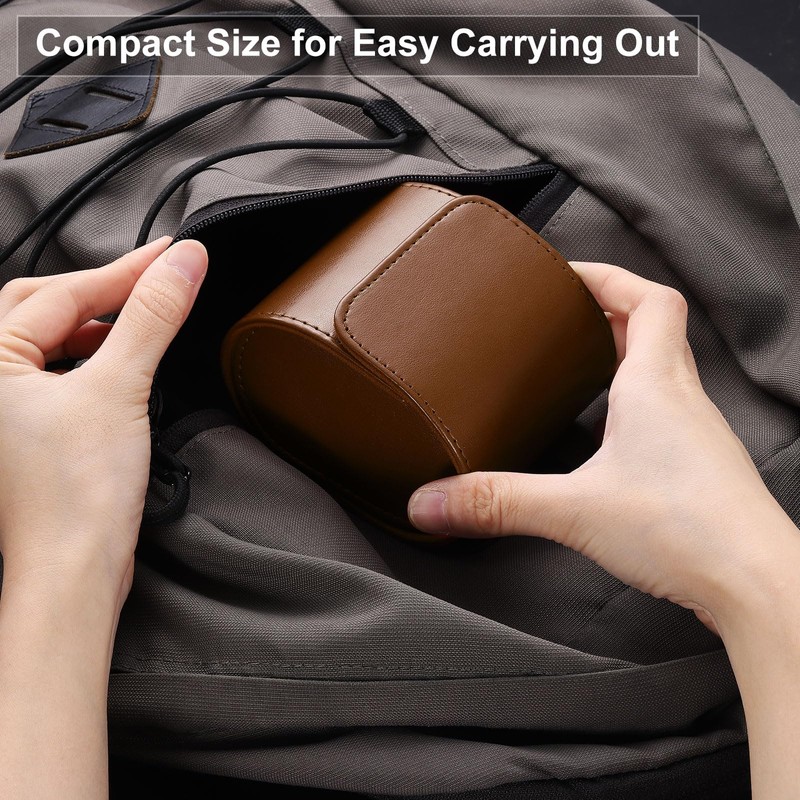 QUARKZMAN Watch Roll Travel Case Single Space Portable Leather Storage