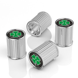 Acespeed 4Pcs Cartoon Metal Car Wheel Tire Valve Stem Cover Auto Valve Stem Caps Tire Valve Stem Caps with with Four-Leaf Clover Air Valve Caps Suit for Most Car Truck SUV Wheel Accessories（Silver）