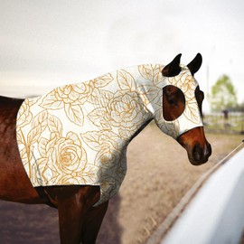 Horse Slicker Hood with Zipper: Snug Fit, No-Ears Design, and Extra Large Eye Holes for Face, Shoulders, Mane, Chest, and Withers - Perfect for Show-M(Flower)