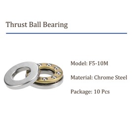 Kozelo 10pcs F5-10M Thrust Ball Bearing - [5mm x 10mm x 4mm] Chrome Steel Miniature Thrust Bearing with Washer for Machine Tool Use