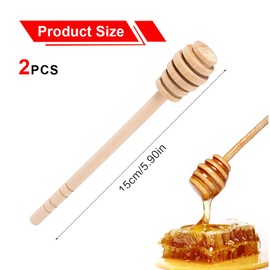 ZAMXHUG Wooden Honey Stirrers, Pack of 2 Honey Spoons, Honey Spoons, Honey Spoon for Wedding, Birthday, Baby Shower, Christmas, Party, Dessert Tool, 15 cm