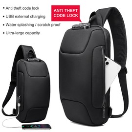 Anti Theft Sling Bag Travel Crossbody Sling Backpack Chest Bags with USB Charging Port Daypack Hiking Waterproof Shoulder Bag