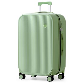 mixi 26 Inch Large Checked Luggage PC Hardshell Suitcases with Wheels for Travel Woman Men, Avocado Green