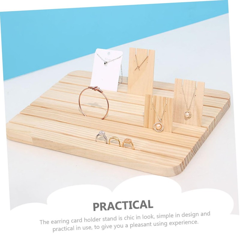 Baluue Earring Display Stand Beech Wood Earring Card Holder for