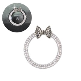 ORIESSE Black Bow Tie Rhinestone Engine Start Button Ring - Push Button Actuator - Manual Operation - Universal Fit