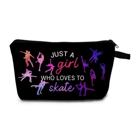 MoCaliduccious Just Loves To Skate Makeup Cosmetic Case Skate Lovers Make up Zipper Pouch Figure Skating Gift Ice Skating Coach Gift for Women Skater Birthday Gift Travel Toiletry Bag Figure Skating