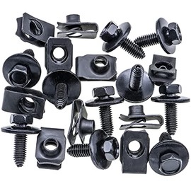 Rexka 10 Sets M8-1.25 X 25mm Body Bolts & Extruded U Nuts Kit for GM Ford Chrysler Jeep Dodge - Multipurpose Bumper Fender Engine Hood Shield Panel - 11503619 11500660 11502617 N623333-S2 6101283
