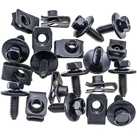 Rexka 10 Sets M8-1.25 X 25mm Body Bolts & Extruded U Nuts Kit for GM Ford Chrysler Jeep Dodge - Multipurpose Bumper Fender Engine Hood Shield Panel - 11503619 11500660 11502617 N623333-S2 6101283