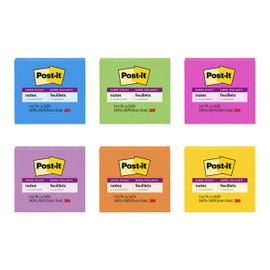Post-it Super Sticky Notes, 2x Sticking Power, 3 x 3-Inches, Assorted Bright Colors, 1-Pad/Pack