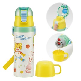 Skater SKDC4-A Children's Stainless Steel Water Bottle, 2-Way Direct Drinking, 16.5 fl oz (470 ml), Cup Drinking, 15.2 fl oz (430 ml), Shimajiro, 23, Kid-friendly Lightweight Type, For Girls, Boys,