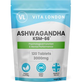 Ashwagandha KSM-66 High Strength Tablets 3000mg | 6 Month Daily Supply | 360 Organic Supplement Tablet (Not Capsule or Powder) | Made in UK | Vegan