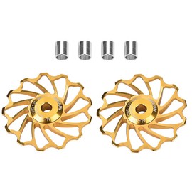 2pcs Guide Roller Idler, Ceramic Wheel Bearing Pulley Bicycle Tension Rear Derailleur for Road Mountain Bike(Golden-13T) Mountain Bike Pulley Wheels