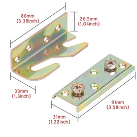 rflaueo 4 Sets Bed Rail Brackets Bed Brackets Corner Bed Hinges Fixing Corners Heavy Duty Hardware Frame Bracket Fittings Fastener(U234-4)