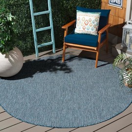 SAFAVIEH Courtyard Collection Area Rug - 10' Round, Navy & Grey, Non-Shedding & Easy Care, Indoor/Outdoor & Washable-Ideal for Patio, Backyard, Mudroom (CY8521-36821)