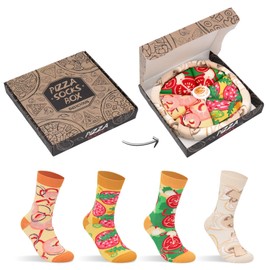 Funny Pizza Socks Box for Men Teen Boys Dad Women - Fun Crazy Novelty Cool Silly Funky Food Socks Gifts - Unique Gag Gift Ideas for Mens Birthday Father Day Christmas Stocking Stuffers