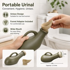 Portable Urinal Bottle for Travel & Camping – 1000ml Unisex PE Container with Cap & Female Adapter Funnel