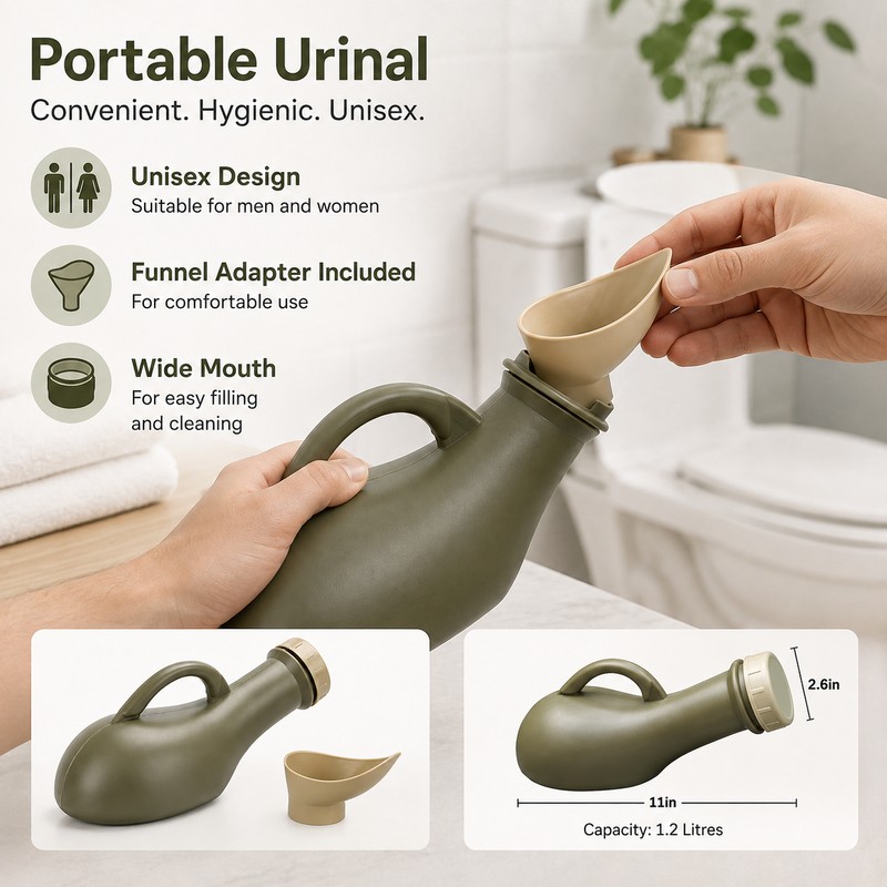 Portable Urinal Bottle for Travel & Camping – 1000ml Unisex