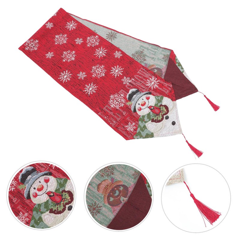 WOONEKY 1pc Christmas Table Cover Snowman Pattern Decorative Tablecloth Xmas