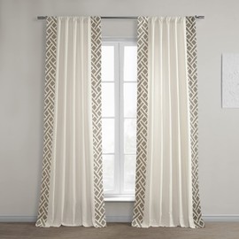 HPD Half Price Drapes Bordered Solid Cotton Curtains for Bedroom & Living Room 50 X 96, DTCC-SB220609-96 (1 Panel) Martinique Taupe