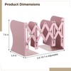 Expandable Metal Bookend, Pink Adjustable Book Organizer with Rustproof Coating,